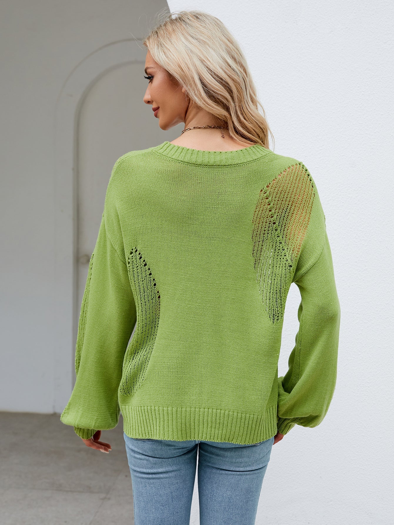 Sweaters- Contemporary Knitwear: Mesh Side Sweater - Perfect for Any Occasion!- - Pekosa Women Clothing