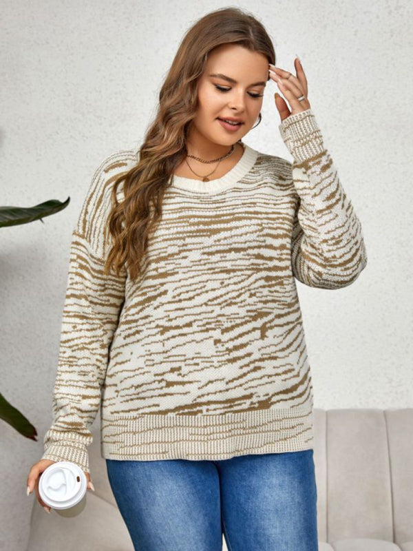 Sweaters- Curvy Space Dye Knit Thick Sweater for Women- - Pekosa Women Fashion