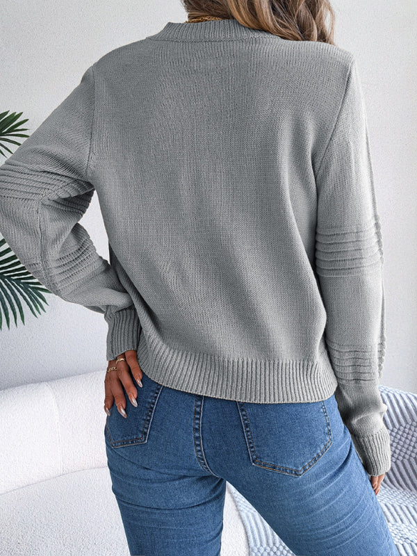 Sweaters- Elegant Knitwear Pullover - Lantern Sleeve Knit Sweater- - Pekosa Women Clothing
