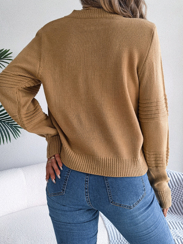 Sweaters- Elegant Knitwear Pullover - Lantern Sleeve Knit Sweater- - Pekosa Women Clothing