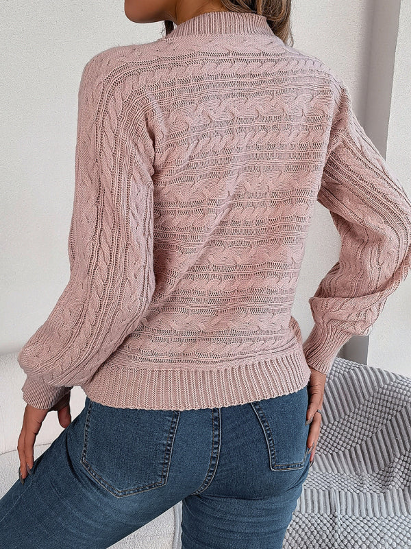 Sweaters- Fall/Winter Essential Choker Neck Pullover Sweater- - Pekosa Women Clothing