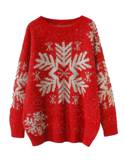 Sweaters- Holiday Oversized Knit Sweater for Xmas & Thanksgiving- - Pekosa Women Clothing