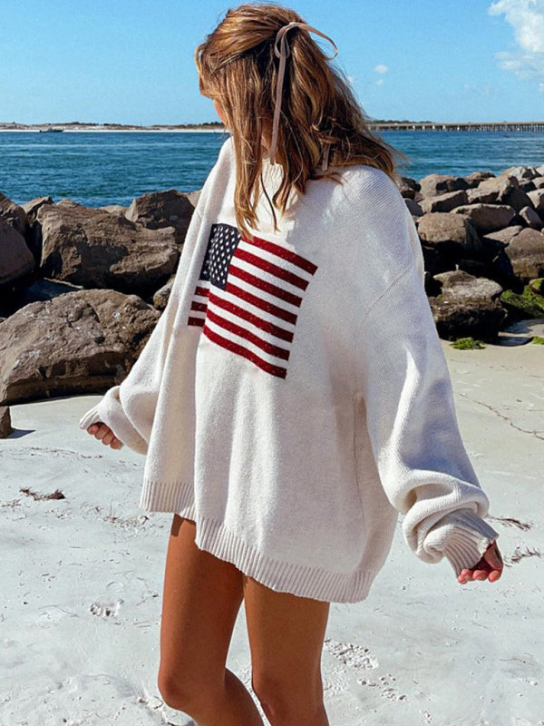 Sweaters- Knitting American Flag Patriot Sweater- - Pekosa Women Clothing