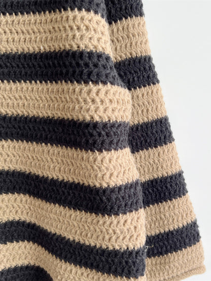 Sweaters- Stripe Knit Sweater | Winter Chunky Oversized Jumper- - Pekosa Women Clothing