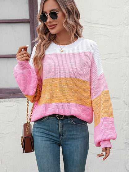 Sweaters- Trendy Knitwear: Women's Multicolor Sweater - Eye-Catching Design- - Pekosa Women Clothing