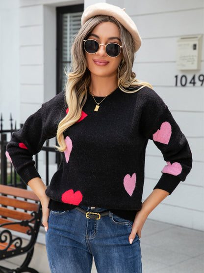 Sweaters- Valentine’s Day Cuddle Love Theme Knit Sweater Jumper- - Pekosa Women Clothing