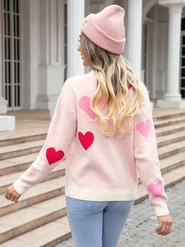 Sweaters- Valentine’s Day Cuddle Love Theme Knit Sweater Jumper- - Pekosa Women Clothing