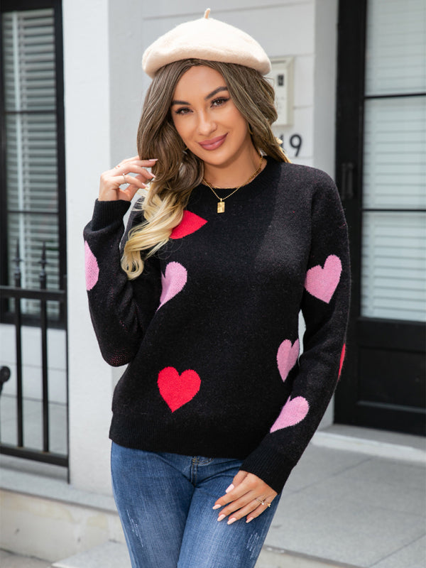 Sweaters- Valentine’s Day Cuddle Love Theme Knit Sweater Jumper- - Pekosa Women Clothing