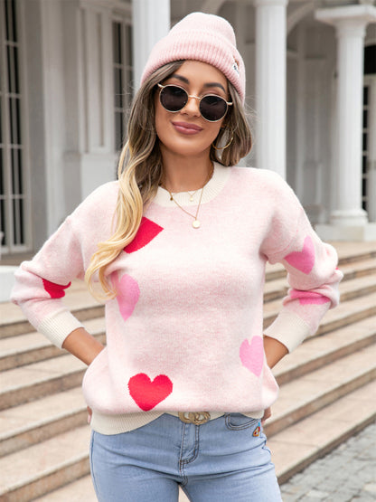 Sweaters- Valentine’s Day Cuddle Love Theme Knit Sweater Jumper- - Pekosa Women Clothing