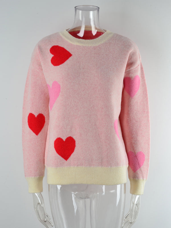 Sweaters- Valentine’s Day Cuddle Love Theme Knit Sweater Jumper- - Pekosa Women Clothing