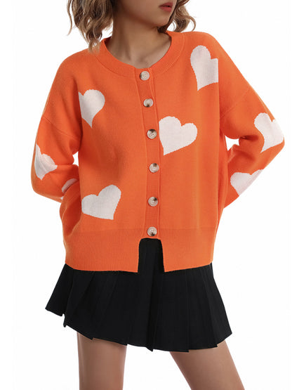 Sweaters- Valentine’s Day Knit Cardigan | Romantic Button-Up Sweater- - Pekosa Women Clothing