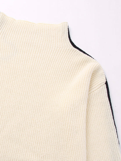 Sweaters- Winter Essential: Oversized Knit Stand Collar Sweater- - Pekosa Women Clothing