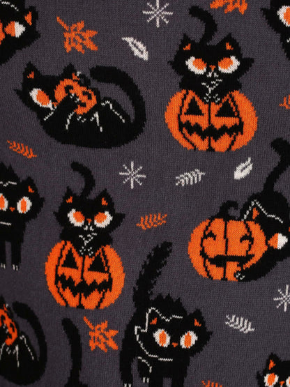 Sweaters- Women’s Halloween Knitted Spooky Ugly Kitty Sweater- - Pekosa Women Clothing