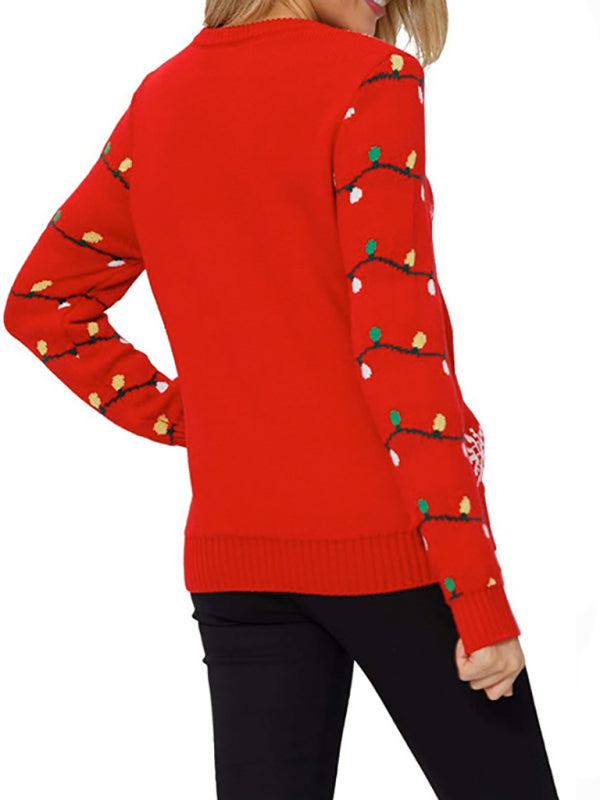 Sweaters- Xmas Tree Lights Knitted Christmas Jumper Sweater- - Pekosa Women Clothing