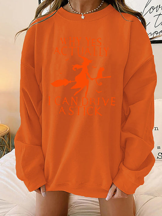 Sweatershirts- Spooktacular Witch Sweatshirt - Pullover for Halloween- Orange- Pekosa Women Clothing