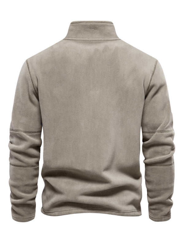 Sweatshirts- Cozy Half Zip-Up Fleece Polar Sweatshirt for Men- - Pekosa Women Clothing