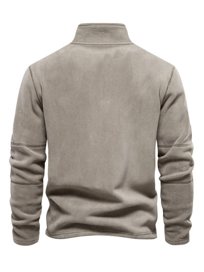 Sweatshirts- Cozy Half Zip-Up Fleece Polar Sweatshirt for Men- - Pekosa Women Clothing