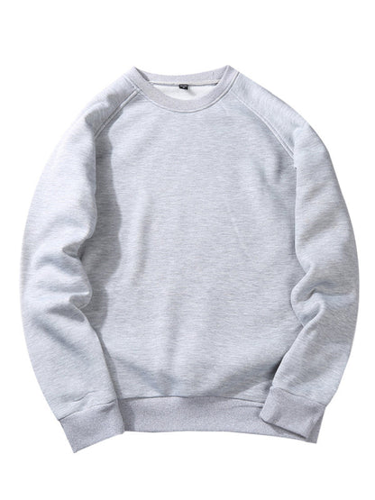 Sweatshirts- Essential Men's Solid Crew Neck Sweatshirt- - Pekosa Women Clothing