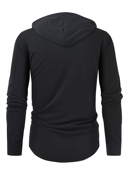 Sweatshirts- Lace-Up Men's Lightweight Hooded Sweatshirt- - Pekosa Women Clothing