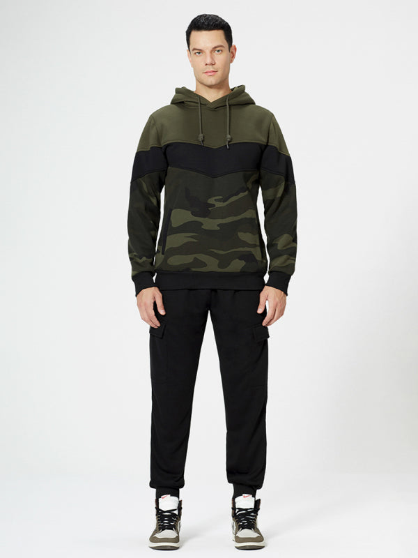 Sweatshirts- Military-Inspired Men's Sport Hooded Sweatshirt | Camouflage Hoodie- - Pekosa Women Clothing