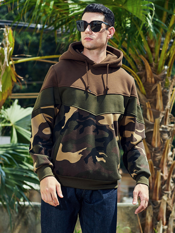 Sweatshirts- Military-Inspired Men's Sport Hooded Sweatshirt | Camouflage Hoodie- - Pekosa Women Clothing