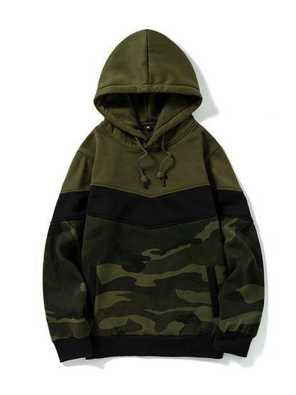 Sweatshirts- Military-Inspired Men's Sport Hooded Sweatshirt | Camouflage Hoodie- - Pekosa Women Clothing