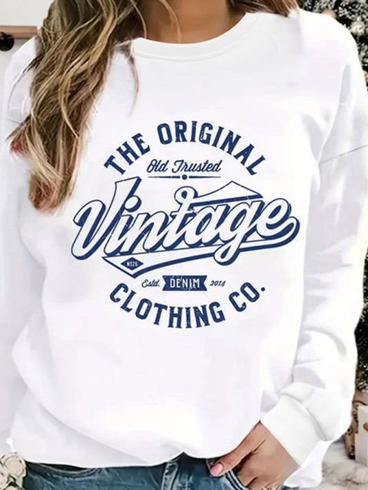 Sweatshirts- The Original Vintage Print Sweatshirt for Women- White- Pekosa Women Fashion