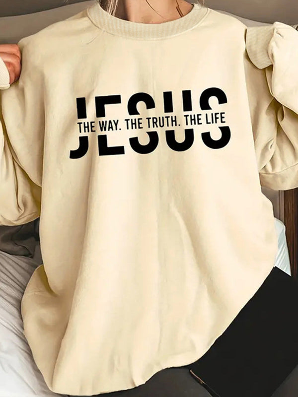 Sweatshirts- Women's Easter Holly Week Jesus The Way Sweatshirt- Cracker khaki- Pekosa Women Fashion