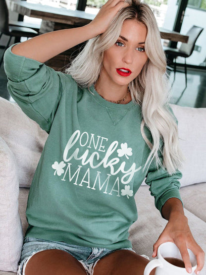 Sweatshirts- Women's St. Patrick's Day Lucky Print Sweatshirt- - Pekosa Women Clothing