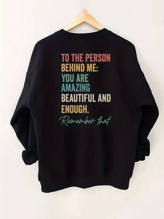 Sweatshirts- Women's 'You are Amazing' Pullover Sweatshirt- Black- Pekosa Women Fashion