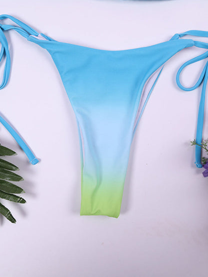 Swimwear- 2 Piece Gradient String Swimwear - Wireless Triangle Bra & Thong- - Pekosa Women Clothing