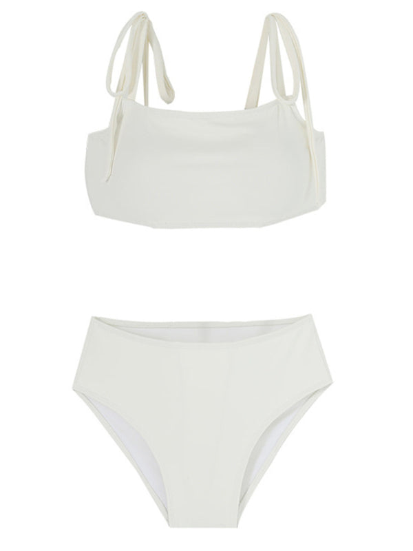 Swimwear- Beach Essential 2-Piece Swimwear - High-Waisted Bikini & Tie-Shoulder Top- - Pekosa Women Fashion