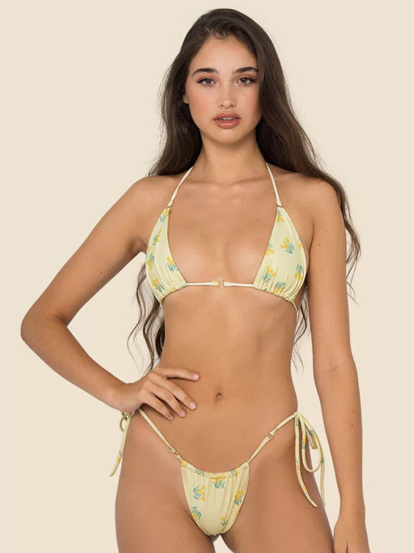 Swimwear- Brazilian 2 Piece Swimwear - Tie-Side Bikini & Triangle Bra- Pattern5- Pekosa Women Clothing