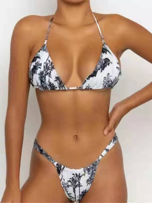 Swimwear- Essential 2 Piece Solid Swimwear - Wireless Bra and Bikini- Black- Chuzko Women Clothing