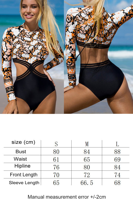 Swimwear- Feel Like a Bombshell in Our Cutout One-Piece Swimwear with Long Sleeve- - Pekosa Women Clothing