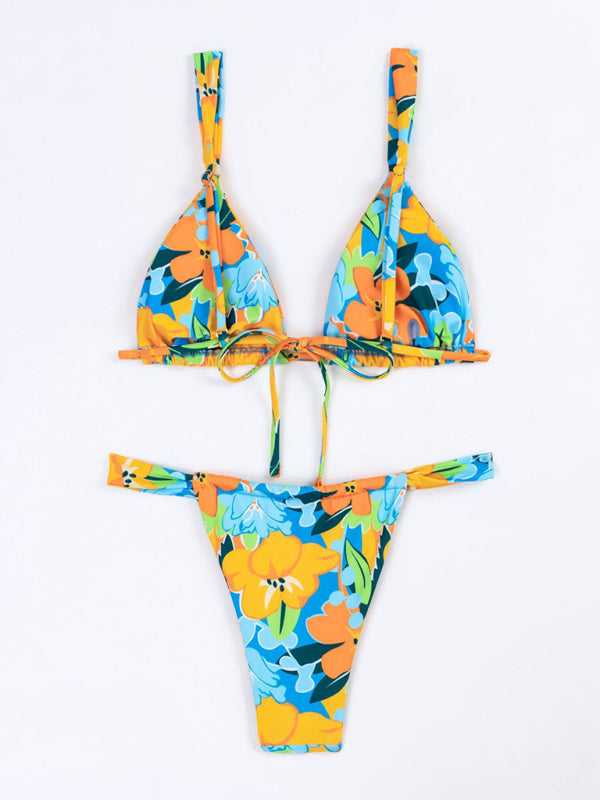 Floral Wireless Bra and Micro Bikini - 2 Piece Swimwear