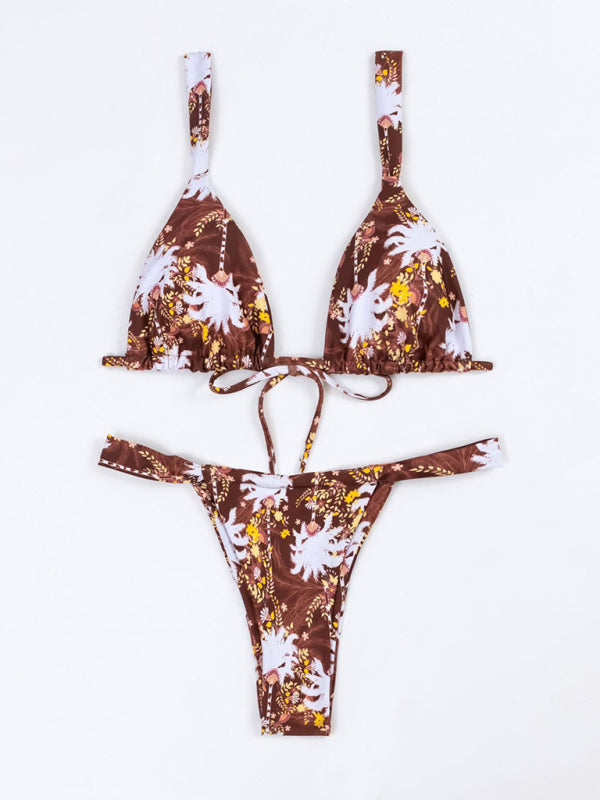 Floral Wireless Bra and Micro Bikini - 2 Piece Swimwear