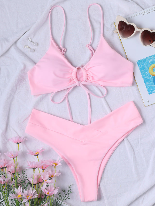 Swimwear- Leisure Bliss: 2 Piece Bikini Set - Stylish Swimwear for Women- - Pekosa Women Clothing