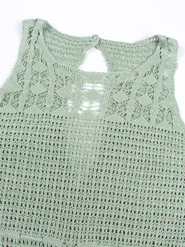 Swimwear- Open-Knit Crochet Maxi Dress | Summer Cover-Up Beach Days- - Pekosa Women Clothing