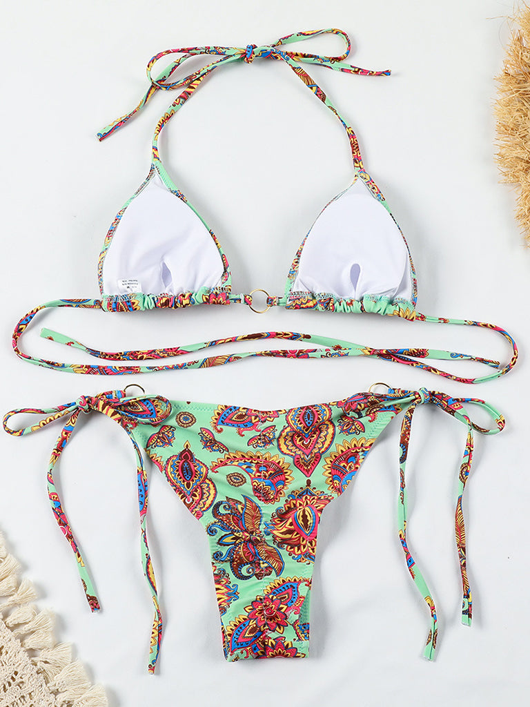 Swimwear- Paisley Paradise: Hot 2 Piece Bikini Set for Beach Vacations- - Pekosa Women Clothing