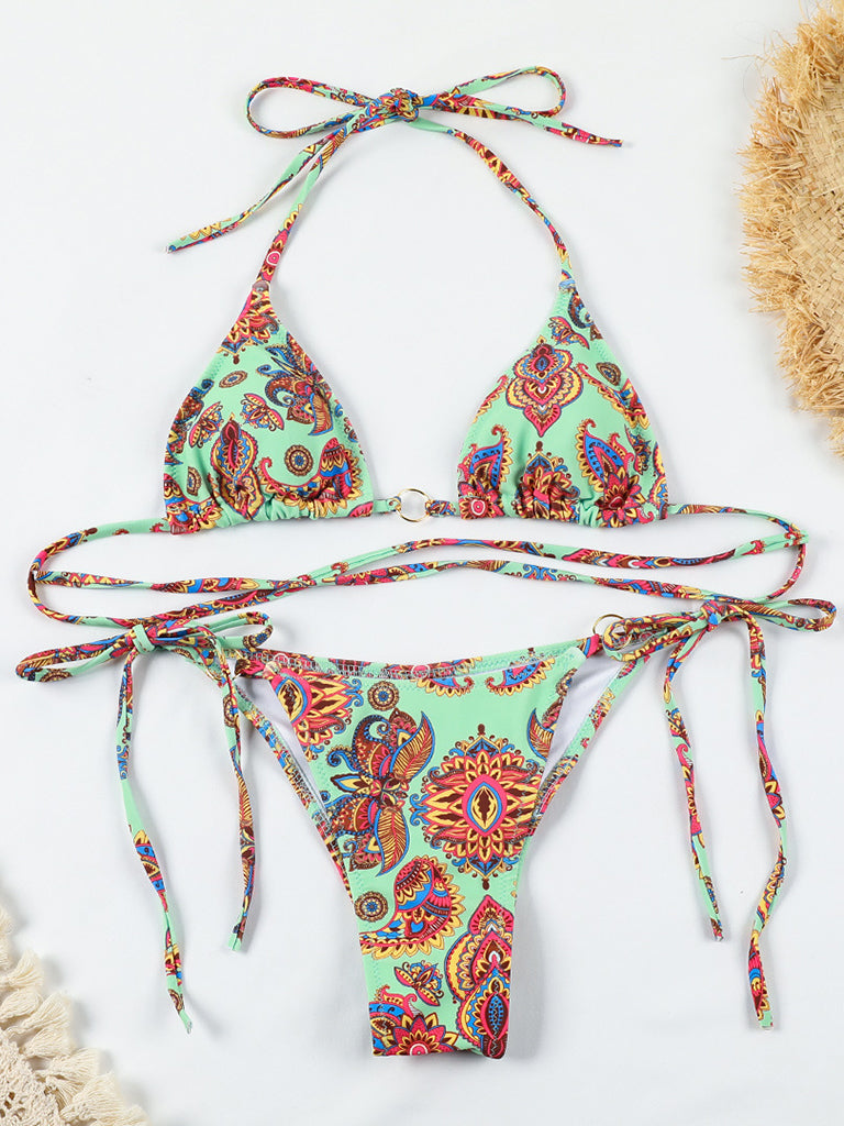 Swimwear- Paisley Paradise: Hot 2 Piece Bikini Set for Beach Vacations- - Pekosa Women Clothing