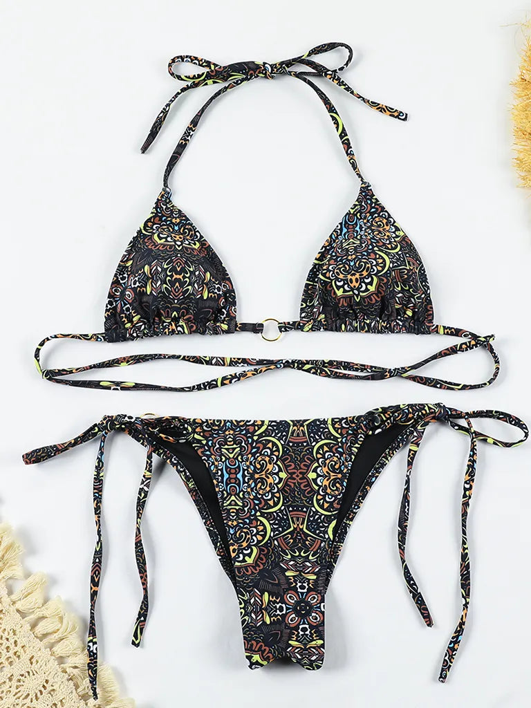 Swimwear- Paisley Paradise: Hot 2 Piece Bikini Set for Beach Vacations- - Pekosa Women Clothing