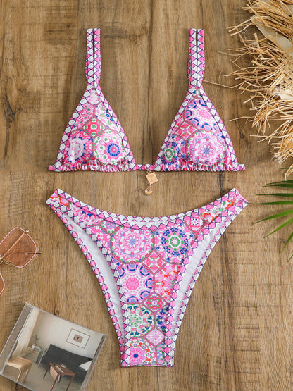 Swimwear- Pretty in Pink 2 Piece Swimwear | Wireless Triangle Bra & Bikini- - Pekosa Women Clothing