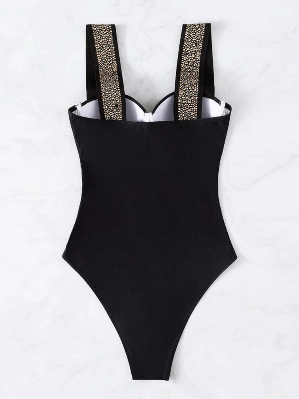 Swimwear- Shine Bright Diamond in Our High-Waisted One Piece Swimsuit!- - Pekosa Women Clothing