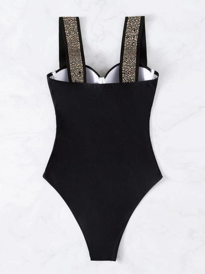 Swimwear- Shine Bright Diamond in Our High-Waisted One Piece Swimsuit!- - Pekosa Women Clothing