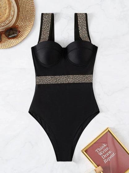 Swimwear- Shine Bright Diamond in Our High-Waisted One Piece Swimsuit!- - Pekosa Women Clothing