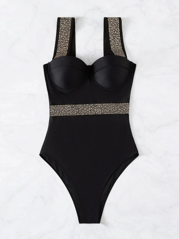 Swimwear- Shine Bright Diamond in Our High-Waisted One Piece Swimsuit!- - Pekosa Women Clothing