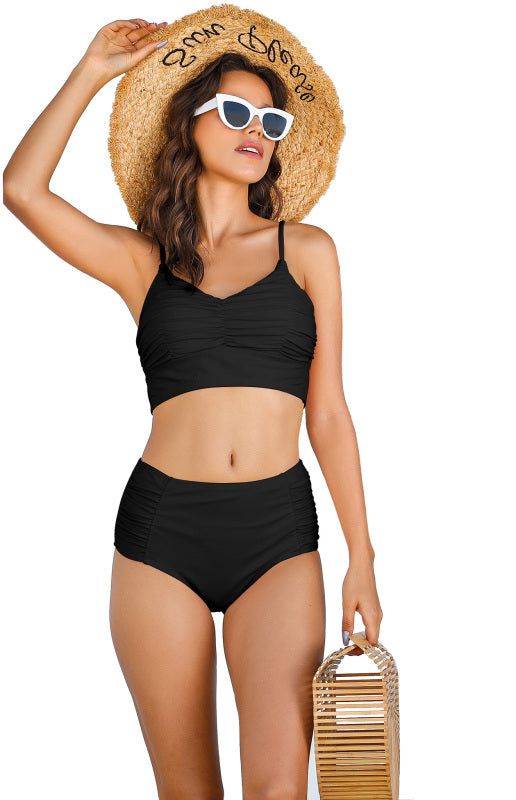 Swimwear- Sporty Chic: Versatile High Waist Tankini Swimsuit for Any Occasion- - Pekosa Women Clothing