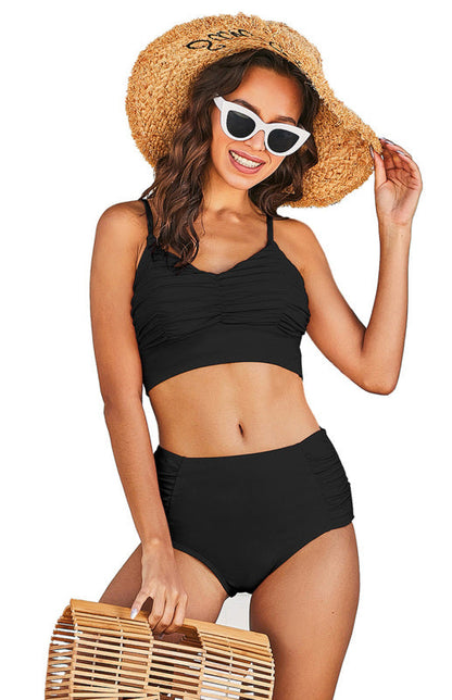 Swimwear- Sporty Chic: Versatile High Waist Tankini Swimsuit for Any Occasion- - Pekosa Women Clothing