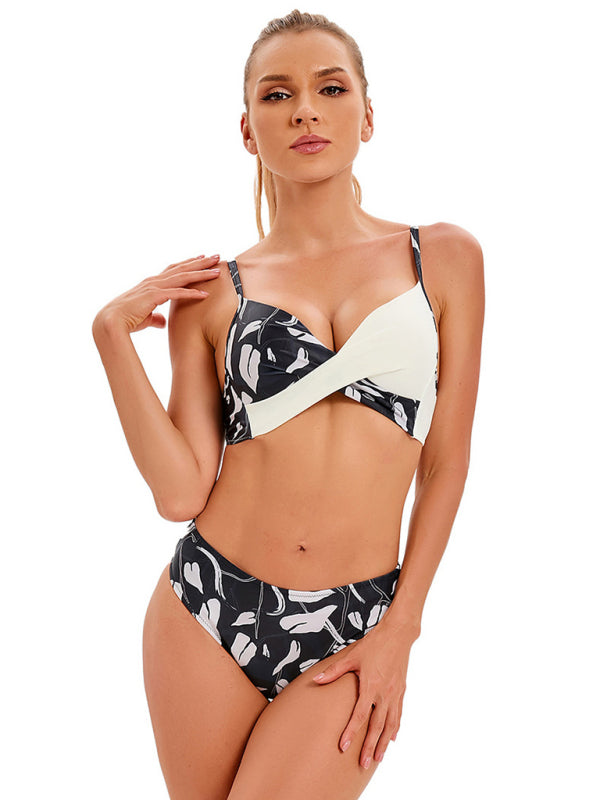 Swimwear- Summer Beach Clasic 2-Piece Floral Bikini Bra and Bottoms- - Pekosa Women Clothing